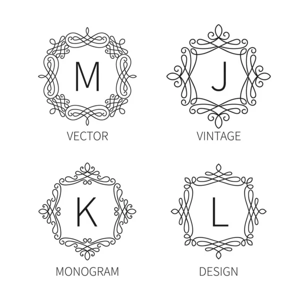 Mall För Utformning Linjär Monogram Logotyp Desidn För Monogram Identitet — Stock vektor