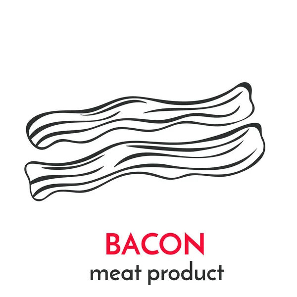 Hand Drawn Bacon Icon Vector Badge Meat Product Sketch Style — Stock Vector
