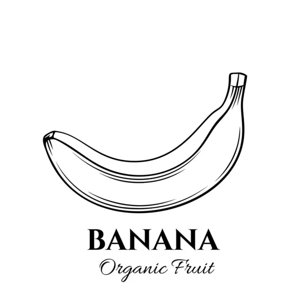 Icona Banana Disegnata Mano Badge Vettoriale Frutta Nel Vecchio Stile — Vettoriale Stock