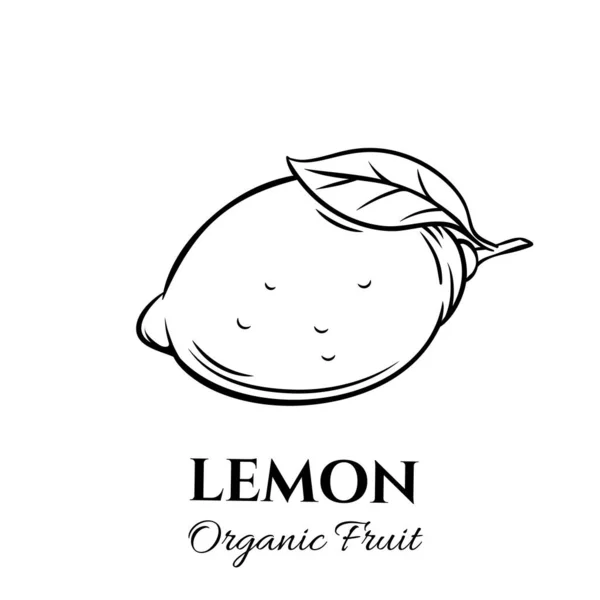 Icono Limón Dibujado Mano Vector Fruta Insignia Viejo Estilo Tinta — Vector de stock