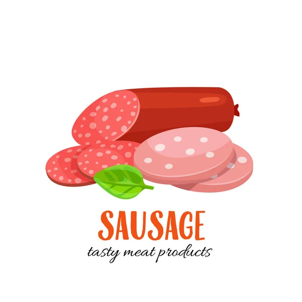 Sausage and salami slices — Stock Vector