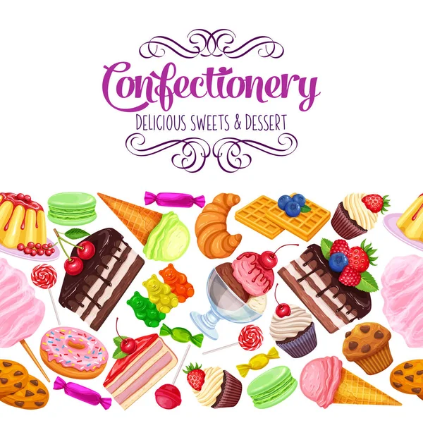 Seamless border with confectionery — Stock Vector