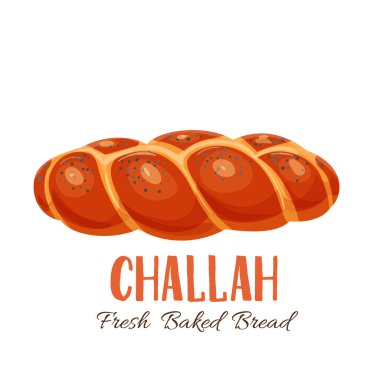 Fırın ya da gıda tasarımı için Challah ekmek ikonu. Vektör illüstrasyonu.