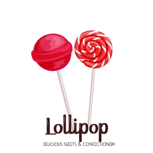 Vector Lolly Icoon Rood Snoep Stok Met Gedraaid Ontwerp Cartoon — Stockvector