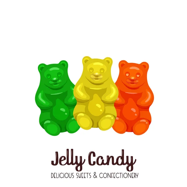 Jelly Snoep Icoon Vector Llustratie Gekleurde Zoete Marmelade Teddyberen — Stockvector