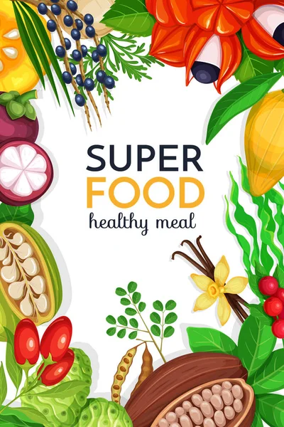 Arındırma Ürün Tasarımı Için Süper Gıda Meyveleri Berelerle Poster Tasarımı — Stok Vektör