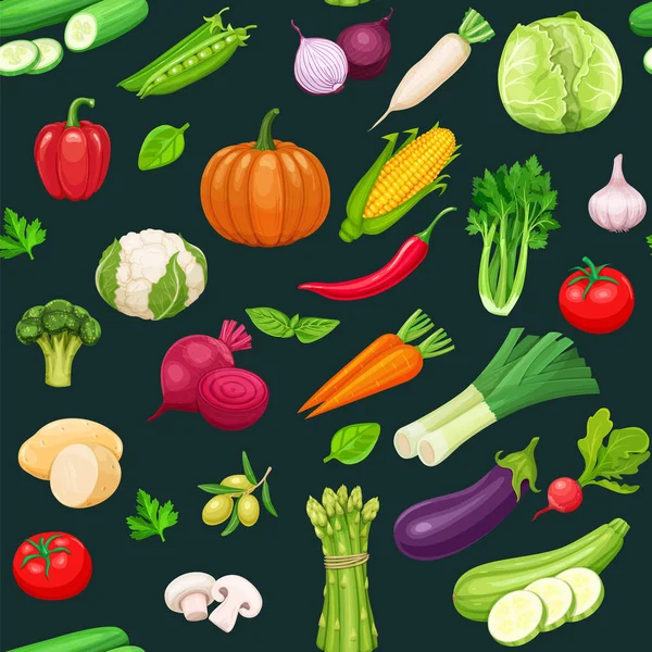 Zöldségfélék zökkenőmentes minta. — Stock Vector