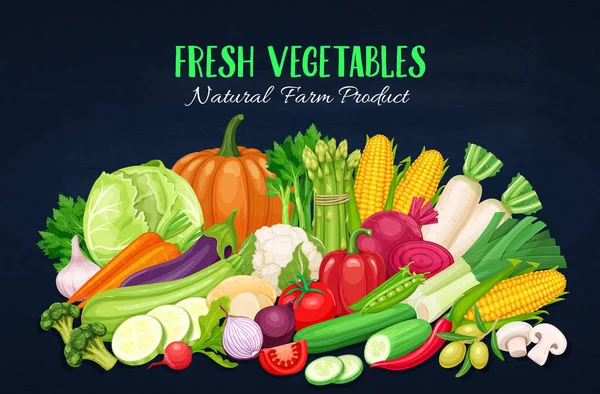 Colorful organic banner with vegetables. — Stock Vector