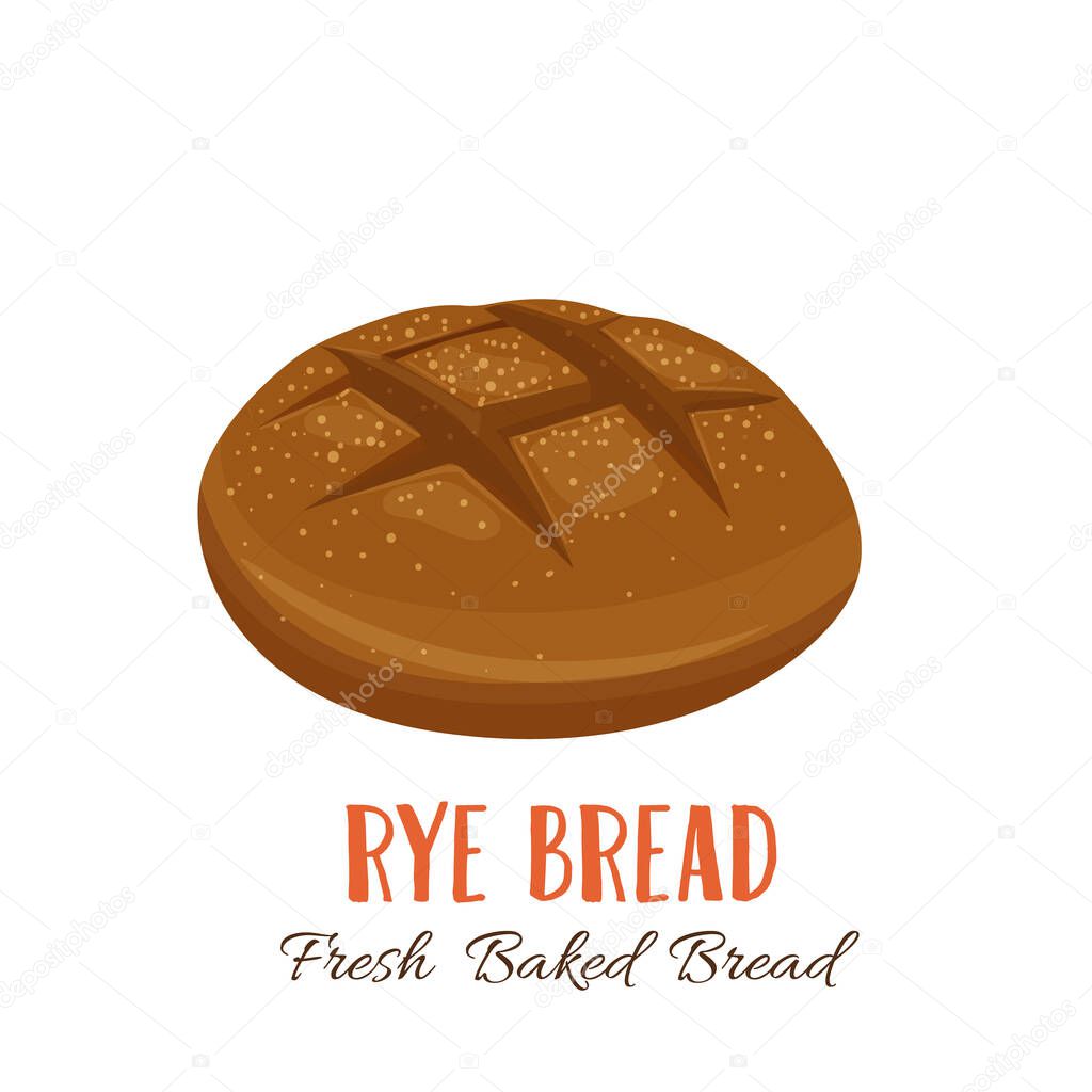 Rye bread icon for bakery shop or food design. Vector illustration.