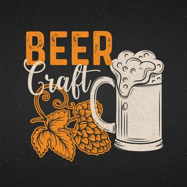 Cartaz Cerveja Artesanal Design Menu Álcool Estilo Retro Modelo Pub — Vetor de Stock