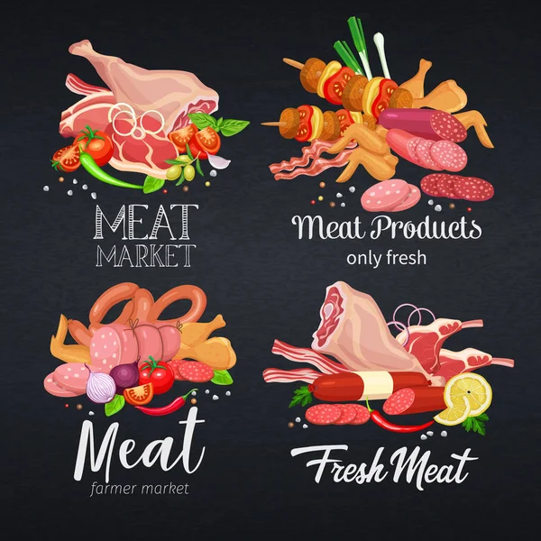 Prodotti a base di carne gastronomica — Vettoriale Stock
