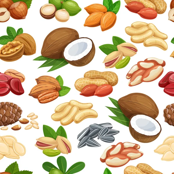 Бесшовный рисунок с орехами и семенами — стоковый вектор
