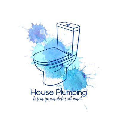 Tesisat tasarımı için rozet tuvaleti. Taslak vektör illüstrasyonu.