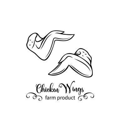 Çiğ tavuk kanatları. Tarla ürünü ve piyasa tasarımı için geri çekilen el kartı.