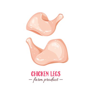 Çiğ tavuk bacağı. Tarım ürünleri ve pazarları için ikon et kuşları.