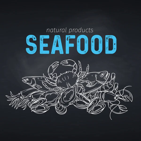 Seafood Banner Vektor Vorlage Handgezeichnetes Design Für Den Produktmarkt Illustration — Stockvektor