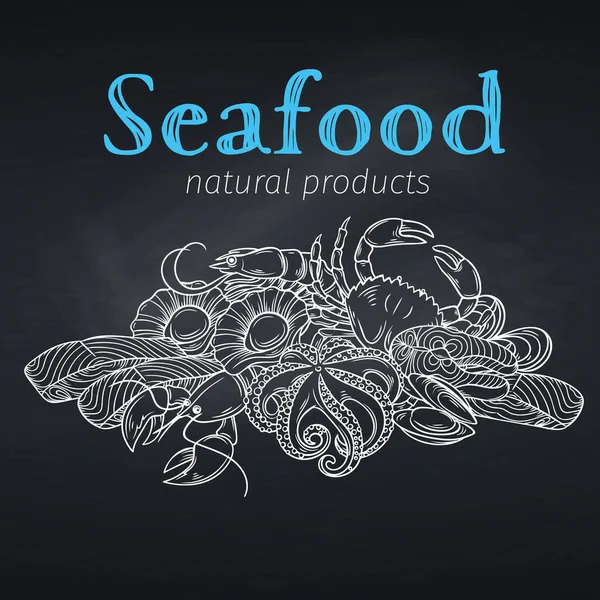 Seafood Banner Vektor Vorlage Handgezeichnetes Design Für Den Produktmarkt Illustration — Stockvektor