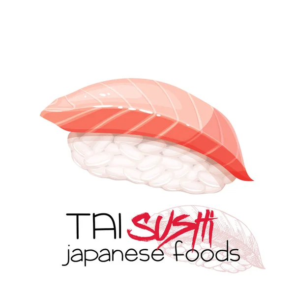 Des Sushis Tai Icône Cuisine Traditionnelle Japonaise Avec Filets Poisson — Image vectorielle