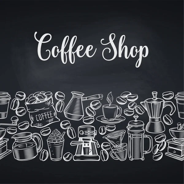 Kusursuz Sınır Kahve Dükkanı Tasarımı Bardaklar Sıcak Içecekler Fransız Basını — Stok Vektör