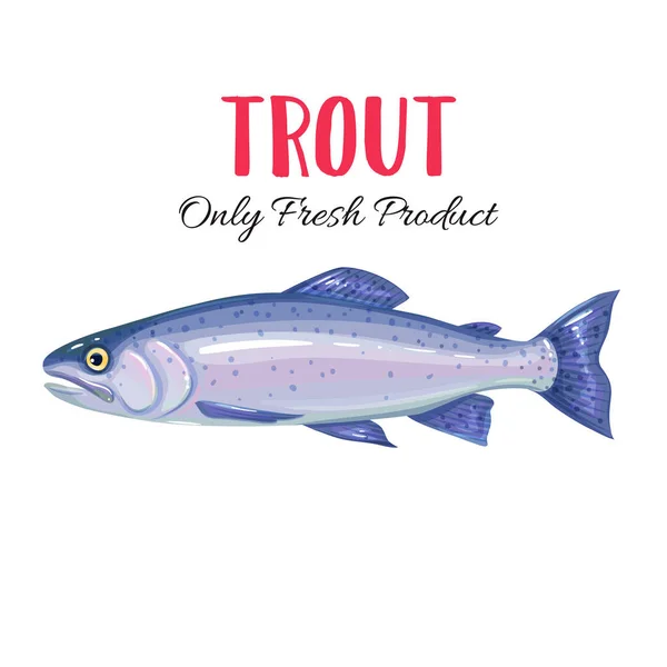 Vector Trout Icon Badge Fish Design Seafood Packaging Market — Stock Vector