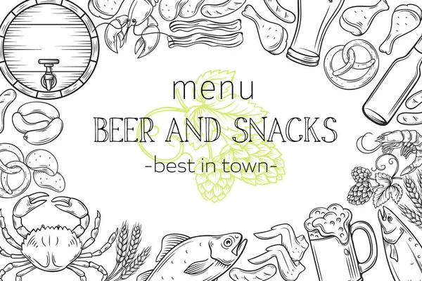 Pub Τροφίμων Και Μπύρα Σχεδιασμό Σελίδας Αφίσα Vector Alcohol Και — Διανυσματικό Αρχείο