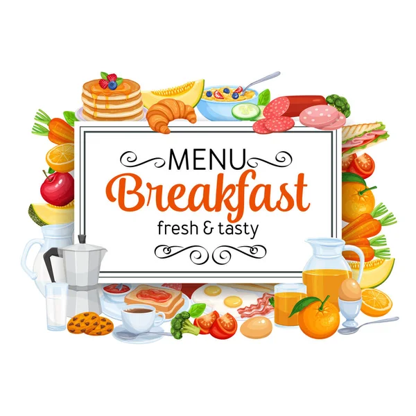 Colazione Banner Modello Menu Food Design Vector Frittelle Toast Con — Vettoriale Stock