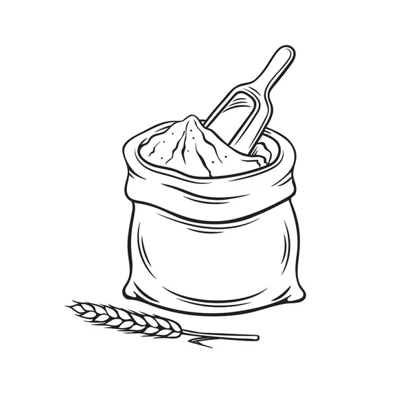 Sac de farine dessiné à la main — Image vectorielle
