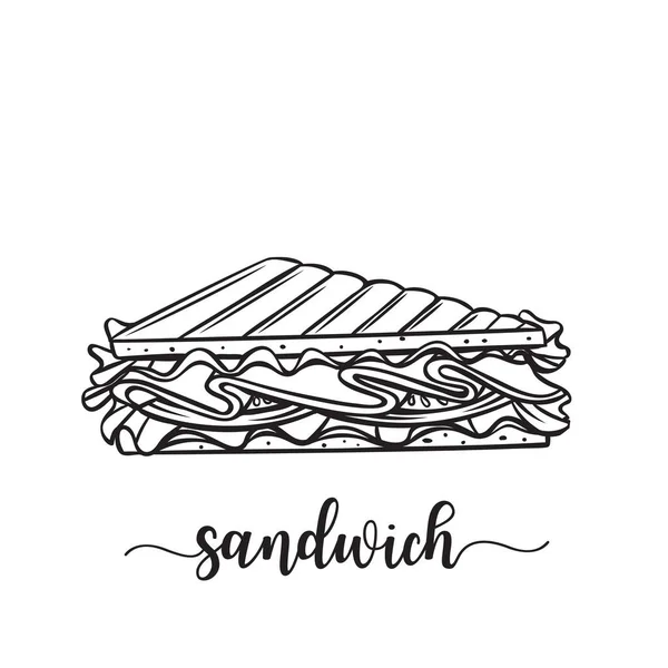 Badge sandwich disegnato a mano — Vettoriale Stock