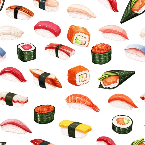 Απρόσκοπτη μοτίβο ιαπωνική τροφίμων — Διανυσματικό Αρχείο