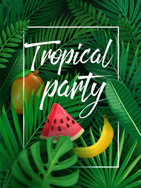 Illustration Vectorielle Fête Tropicale Bannière Affiche Publicitaire Estivale Vacances Avec — Image vectorielle