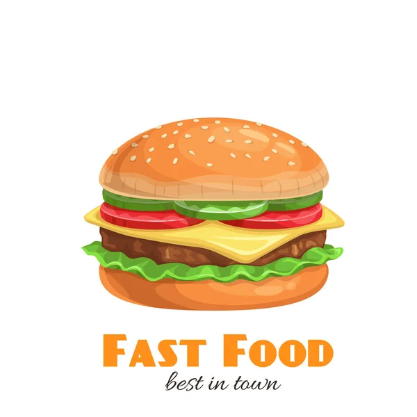 Icône Hamburger Vectoriel Illustration Pour Design Fast Food Menu Street — Image vectorielle