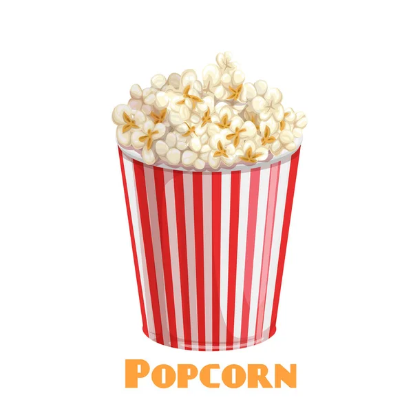 Vector Palomitas Maíz Icono Tazón Rayado Para Cine Diseño Menú — Vector de stock