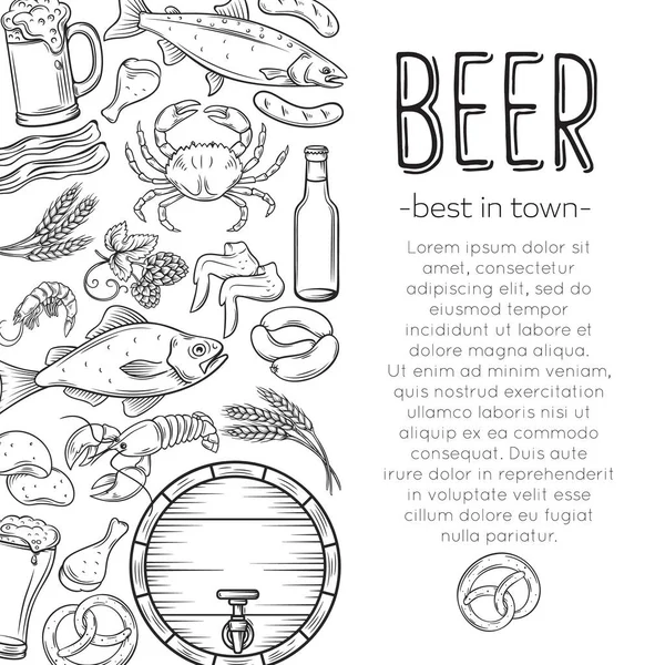 Pub Food Beer Poster Design Cartaz Álcool Vetorial Lanches Com — Vetor de Stock