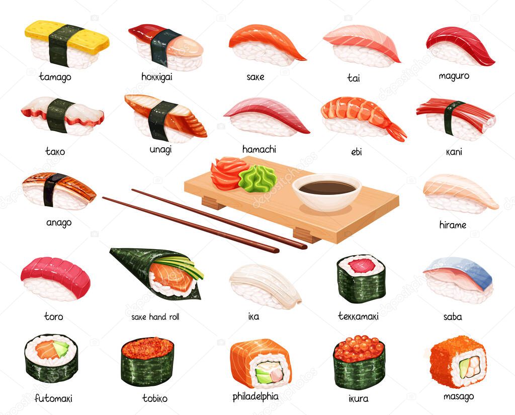 Sushi icons set