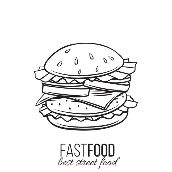 Icona Dell Hamburger Vettoriale Illustrazione Design Menu Fast Food Street — Vettoriale Stock