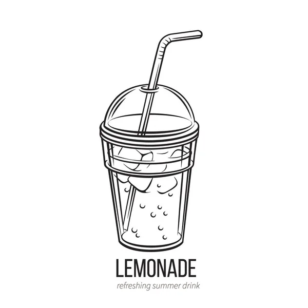 Icono Limonada Vectorial Refrescante Bebida Verano Taza Plástico Para Café — Vector de stock