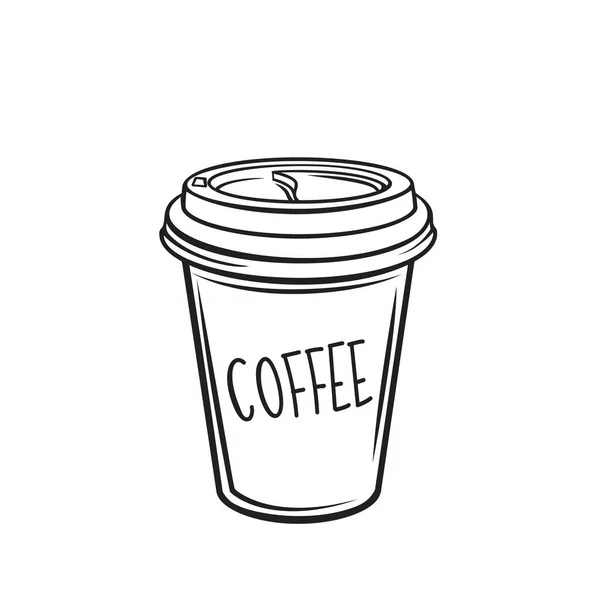 矢量咖啡喝即弃纸杯图标设计街头咖啡馆菜单 复古风格 — 图库矢量图片