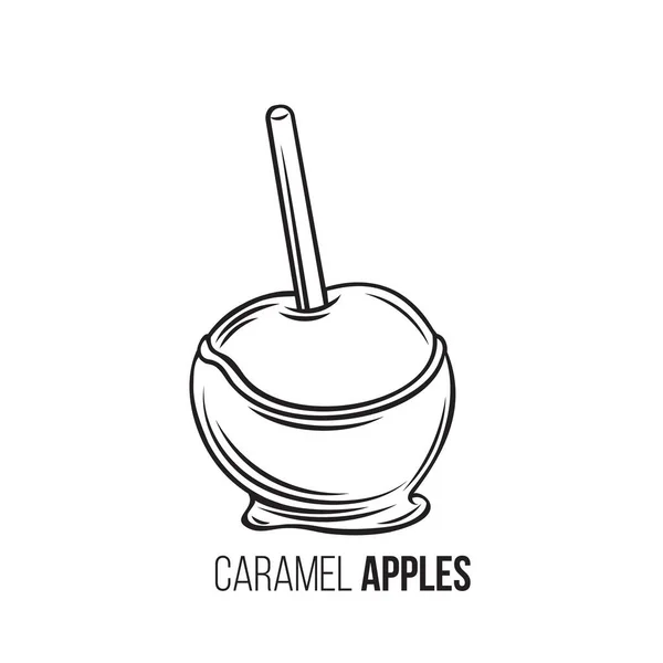 Mele Vettoriali Disegnate Mano Caramello Caramello Dolci Halloween Street Food — Vettoriale Stock