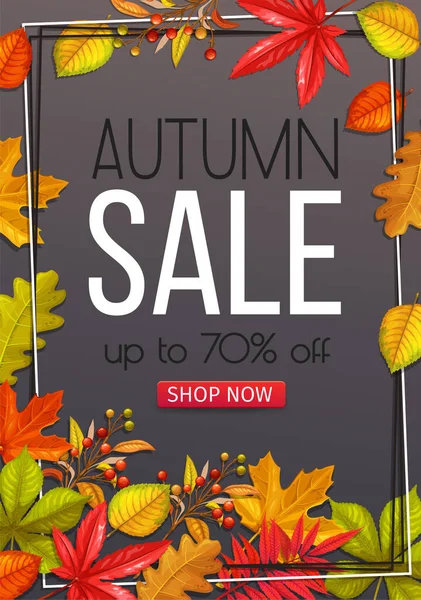 Seasonal Hello Fall Poster Autumn Foliage Maple Oak Elm Chestnut Stock Illustration