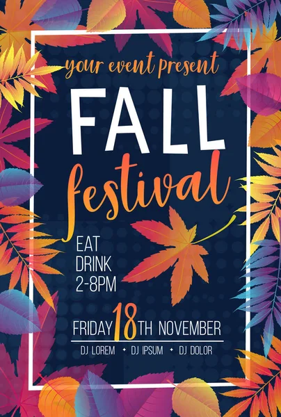 Trendy Seasonal Fall Festival Poster Flyer Gradient Bright Autumn Foliage Vector Graphics