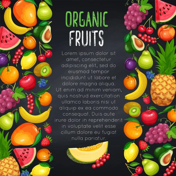 Pagina Progettazione Frutti Bacche Bordo Illustrazione Vettoriale Ananas Lamponi Fragole — Vettoriale Stock