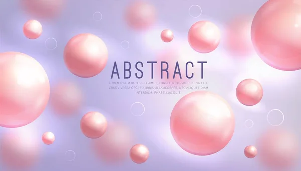 Flüssiger Hintergrund Für Kosmetisches Design Pinkfarbene Kugeln Geometrische Elemente Trendige — Stockvektor