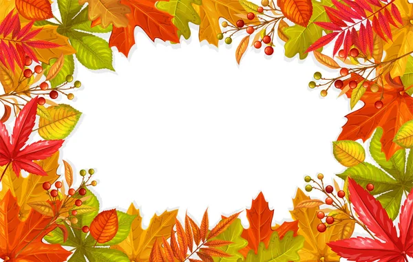 Seasonal Fall Poster Template Autumn Foliage Maple Oak Elm Chestnut Stock Vector