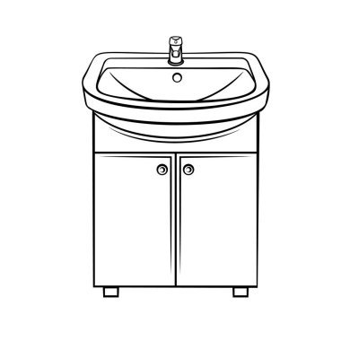 Su tesisatı için banyo lavabosu. Banyo dolabı vektör çizelgesi