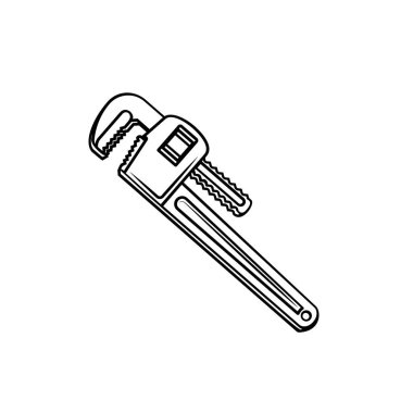 Tesisat anahtarı, ana hatlı vctor simgesi. Tesisat tasarımı için rozet.