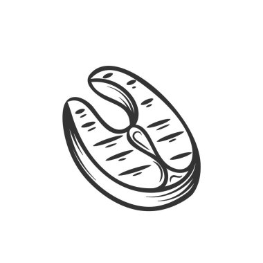 Balık ızgarası, ana hat vektörü. BBQ simge retro biçimi