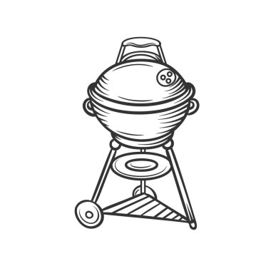 El çizimi ızgara ikonu. BBQ oymalı illüstrasyon