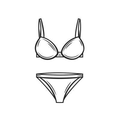 Kadın iç çamaşırı taslağı. Mayo vektör simgesi, giysi tasarımı