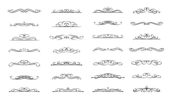 Вереницы Делителей Каллиграфический Вихревой Край Расцвет Украшения Свиток Делитель Винтажная — стоковый вектор