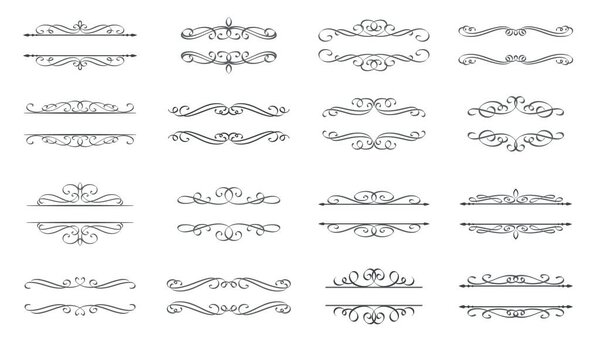 Calligraphic and page decoration design elements. Swirl, scroll and divider . Vintage design elements, page decoration.
